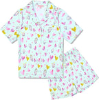 QPANCY Kids Satin Pajamas Sets Baby Boy Girl Button-Down Silk Sleepwear 2 Piece Short Sleeve Loungewear Clothes Set