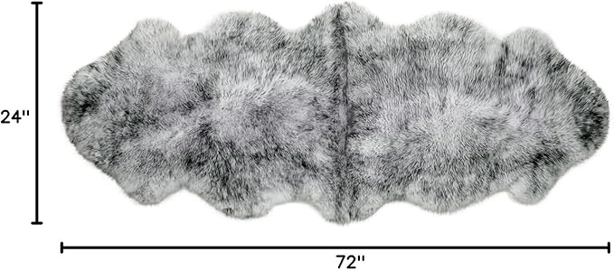 WaySoft New Zealand Sheepskin Area Rug – Genuine Fluffy Wool, Multiple Sizes, Bedroom or Living Room Decor(2ft x 6ft,Wolftip)
