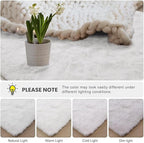 Macgace Small Throw Rugs for Bedroom, 2x3 White Mini Non-Slip Area Rug, Super Soft Plush Fluffy Carpet Modern Home Decor Aesthetic for Entryway Entrance Nursery Kids Room Dorm Office