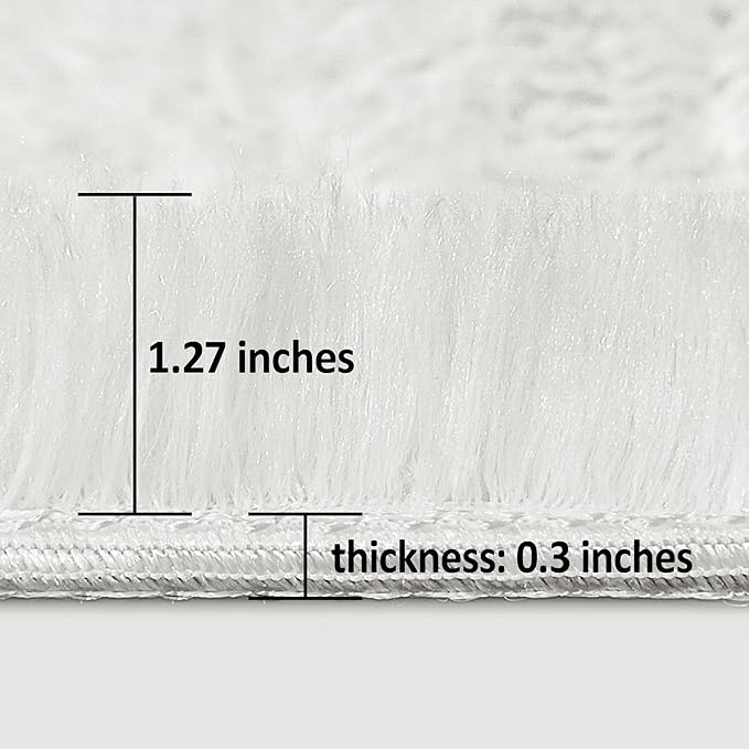 White Runner Rug for Bedroom 2x6 Fluffy Shaggy Rug Soft Plush Fuzzy Area Rug Bedside Runners for Hallway Kids Teens Baby Nursery Living Room with Non Slip Modern Indoor Decor Carpet
