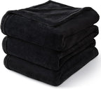 BEDELITE King Size Blanket for Bed, Luxury Plush Cozy Fuzzy Fleece Blanket 108x90 inches, Super Soft Warm Big Lightweight Throw Blanket All Seasons Suitable, Black (Pack of 2)