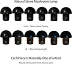 Hand-Polished Natural Marble Mushroom Lamp, Rechargeable LED Stone Night Light with Touch Control and 3 Brightness Levels, Sculptural Bedside Ambient Decor Light for Modern Home