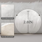 Ashler Faux Fur Rug - Fluffy Shaggy Area Rug, Ultra Soft 3 x 3 Feet Round, White Fuzzy Machine Washable Shag, Nursery Decor Throw for Bedroom, Kids Room, Living Room
