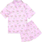 QPANCY Kids Satin Pajamas Sets Baby Boy Girl Button-Down Silk Sleepwear 2 Piece Short Sleeve Loungewear Clothes Set