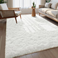 Macgace Fluffy Area Rugs for Bedroom Decor Aesthetic, 4x6 Cream White Shag Rug with Non-Slip Backing for Living Room, Soft Washable Fuzzy Carpet Modern Home Decor for Kids Nursery Girls Room