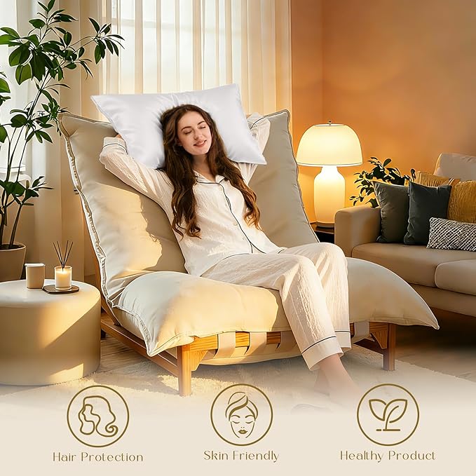 ZIMASILK 100% Pure Mulberry Silk Pillowcase for Hair and Skin Health,Soft and Smooth,Both Sides Premium Grade 6A Silk,600 Thread Count,with Hidden Zipper,1pc (King 20''x36'',White)