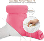 Clara Clark Reading Pillow with Shredded Memory Foam Includes 2 Neck and Lumber Support Pillows, Designed for Sitting Up in Bed and Couch Back and Arms Adjustable Support for Adults & Teens Light Pink