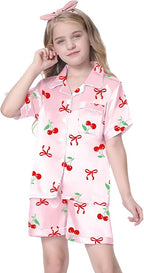 Girls & Womens Satin Pajamas Set, Silk Button-Down Sleepwear 2 Piece Nightwear, 3 Years - Women XXL