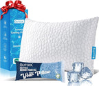 QUTOOL Cooling Pillow for Sleeping, CertiPUR-US Shredded Memory Foam Standard Pillow Set of 1, Cool Pillow for Hot Sleepers Adjustable Firm Pillow for Side,Back,Stomach Sleepers Soft Yet Support,White