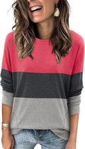 Magritta Women's Long Sleeve Leopard Color Block Tunic Comfy Crewneck T Shirt Tops Black XL