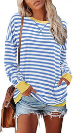 Magritta Women's Long Sleeve Leopard Color Block Tunic Comfy Crewneck T Shirt Tops Black XL