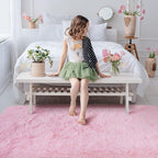 Softlife Light Pink Area Rug for Living Room, Fluffy Shag Plush 5.3x7.6 Rugs for Bedroom Girls, Shaggy Soft Fuzzy Kids Large Carpet for Dorm Bedside Ultra Cozy Non-Slip Indoor Decor