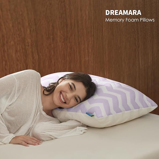Dreamara Cooling Bed Pillows Queen Size Set of 4 – Adjustable Loft Shredded Memory Foam Pillows for Side, Back & Stomach Sleepers, Supportive & Breathable for Hot Sleepers (Mauve)
