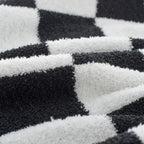 Carriediosa Checkered Throw Blanket 50" X 60", 400GSM Ultra Soft Microfiber Fuzzy Fluffy Reversible Cute Preppy Knitted Blankets Cozy Plush Fall Throws for Couch, Bed, Sofa, Black