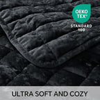 BEDELITE Velvet Quilt Set King Size - Luxury Velvet Comforter Bedding Set 3 Pieces, Lightweight Soft Cozy Shiny Black Oversized Bedspread Coverlet for All Seasons with 2 Pillow Shams