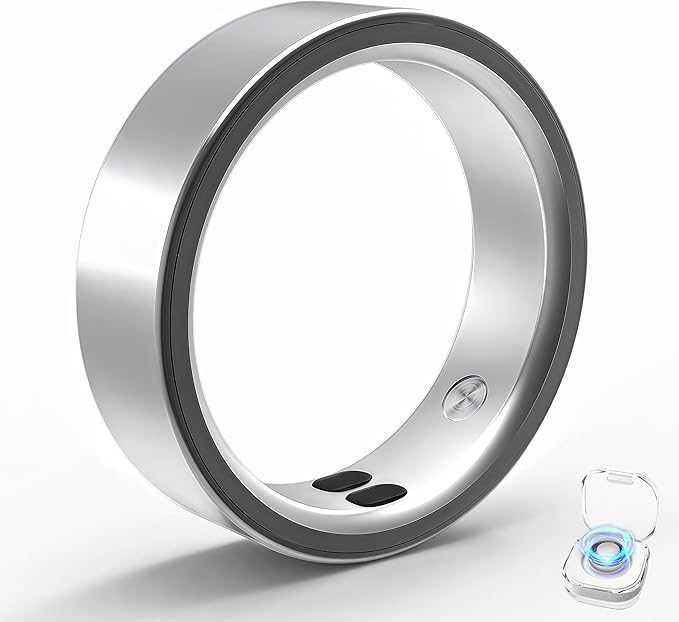 Smart Ring for Women Men,Sleep Tracking Wearable,Fitness Tracker Ring with Step/Heart Rate/Blood Oxygen/Distance/Calorie,Clock Vibration,No Subscription Fee,5ATM Waterproof, iOS&Android(Silver 8)