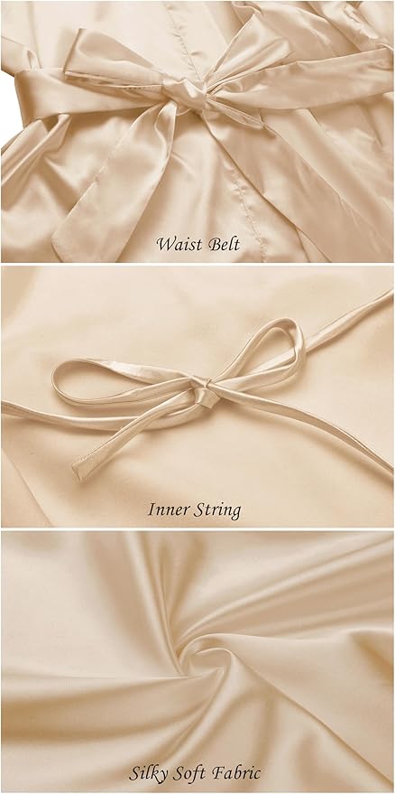 Women's Short Silky Robes Womens Satin Bathrobe Bride Bridesmaid Wedding Party Sleepwear Loungewear