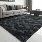 ISEAU 8x10 Area Rug for Living Room, Drak Grey Geometric Pattern Plush Rug for Bedroom, Kitchen, Soft Shaggy Carpets, Fluffy and Machine Washable Mats, Nursery Floors Mat, Boys Room Carpet Decor