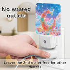 Crescent Moon Night Lights Plug Into Wall, Fanciful Playful Stars Clouds N/a Pastel Peach Led Night Lights Plug Into Wall Outlet for Bathroom Hallway Stairs Decor 1pcs