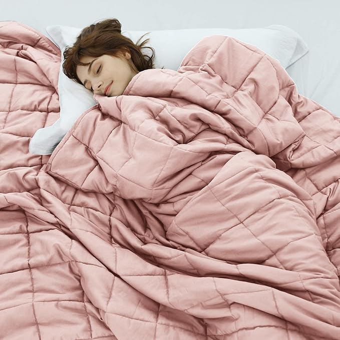 Weighted Idea Weighted Blanket for Adults (Coral Pink,48"x72",20lbs) Cooling Breathable Heavy Blanket with Premium Glass Beads All-Season Soft Thick Comfort