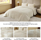 BEDELITE Velvet Quilt Set Queen Size - Luxury Velvet Comforter Bedding Set 3 Pieces, Lightweight Soft Cozy Shiny Cream White Oversized Bedspread Coverlet for All Seasons with 2 Pillow Shams