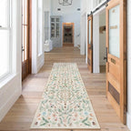 Lahome Chloe Insect Botanical Bathroom Beige Runners for Hallways, Non Slip Washable Kitchen Bathroom Carpet Runner,Soft Non Skid Indoor Rugs for Entryway Laundry Bedroom(Beige,2'6"x10')