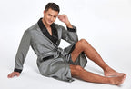 Tony & Candice Men's Satin Robe Lightweight Long Sleeve Silk Kimono Bathrobe with Shorts Set Sleepwear
