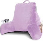 Clara Clark Reading Pillow with Shredded Memory Foam for Sitting Up in Bed and Couch, Back and Arms Adjustable Support for Adults & Teens Backrest Pillows for Reading, with Washable Cover Lavender