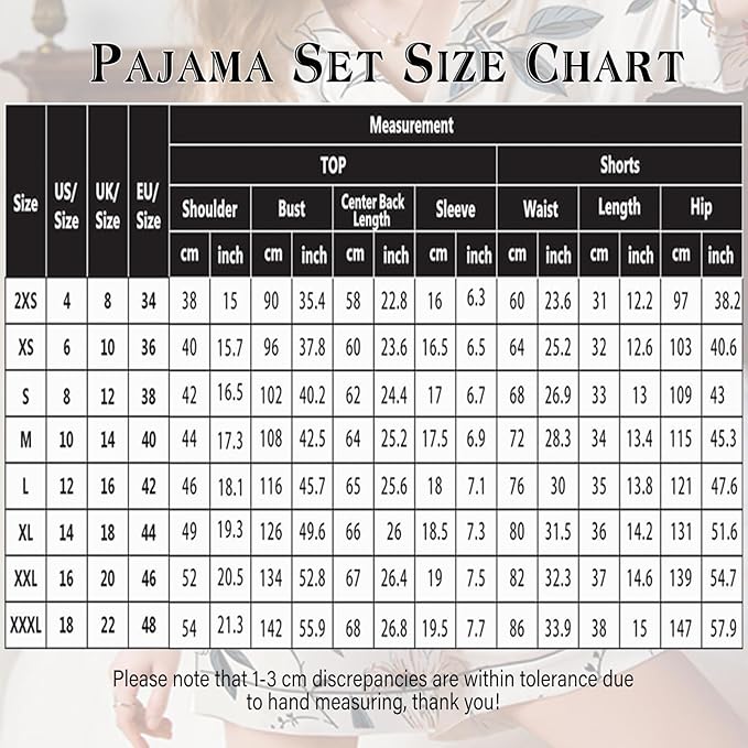 WJing Yi Jia 4Pcs Womens Satin Silky Pajama Sets Short Sleeve Shirt XS-4XL Floral Pajamas Set Soft PJ Loungewear Sleepwear