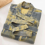 Womens Boho Floral Print Robe Lightweight Short Sleeve Bathrobe Soft Kimono Robes V-neck Loungewear with Pockets