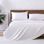 MR&HM Satin Bed Sheets, Twin Size Sheets Set, 3 Pcs Silky Bedding Set with 15 Inches Deep Pocket for Mattress (Twin, White)