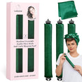 Overnight Heatless Hair Curler Jumbo Set, Overnight Rods for No Heat Curls - Velvet Satin Flexi Rods Sleep in Curlers Blowout, Hair Styling Accessories with Silk Scarf 4pcs Green