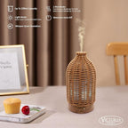 VICTORIA AROMA Essential Oil Diffuser - Multifunction Aromatherapy Diffuser 7 LED Color Changing Light 100ML Rattan Diffuser Easy to Clean Suitable for Home,Office (Tan)