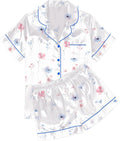 Ekouaer Womens Silk Satin Pajama Sets Soft Short Sleeve Button Down Sleepwear Top and Shorts 2 Piece Pjs Lounge Set