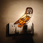 CHEZBABY Stained Glass Night Light Plug into Wall Accent Nightlight Lamp Decorative for Hallway Bedroom Kitchen Home Decor(Barn owl)