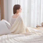 NEWCOSPLAY Super Soft Twin Blanket Ivory Premium Silky Flannel Fleece 3D Heart Checkered Lightweight Bed Blanket All Season Use (Ivory Heart, Twin(60"x80"))