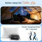 Cooling Pillow Camping Size 1 Pack, Adjustable Bed Pillows for Sleeping, Small Shredded Memory Foam Pillow for Backpacking Hiking, Airplane, Medium Firm Camping Travel Pillow with Washable Cover