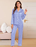 DOLOS Silk Satin Pajama Set for Women Short/Long Sleeve 2-Piece Silky Pajamas for Women Button Down Pjs Sleepwear Loungewear