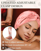 Canlierr 5 Set Adjustable Silk Satin Bonnet for Sleeping Women Scrunchie Double Layer Night Cap Sleep Turban Hair Wrap Unisex