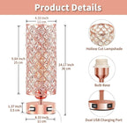 Crystal Table Lamps, Rose Gold Touch Desk Lamp Bedside Pink Lamp with 2 USB Charging Port Nightstand Night Light Room Decor for Bedroom, Kids Room, Home Office, Living Room,Bar, Restaurant