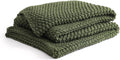 YnM Chunky Cotton Knit Throw Blanket, Cable Knit Throws for Bed Couch Sofa, Comfy & Relaxing, Decorative Piece for Farmhouse Modern Boho Rustic Scandinavian Chic Vibe, Pine Green 40x50 Inches