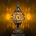 Marrakech Turkish Table Lamp with Bronze Base，Handmade Yellow Moroccan Tiffany Style Mosaic Glass Night Stand Light Fixture Including LED Bulb for Living Room Bedroom Decor (Yellow)