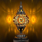 Marrakech Turkish Table Lamp with Bronze Base，Handmade Yellow Moroccan Tiffany Style Mosaic Glass Night Stand Light Fixture Including LED Bulb for Living Room Bedroom Decor (Yellow)