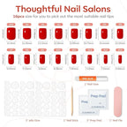 Modelones Red Press on Nails for Women, Spring Short Square Fake Nails, Reusable Nail Kit with Nail Glue Adhesive Tabs Mini Nail File, Nails Press Ons 32Pcs16 Sizes, Women Girl Gift