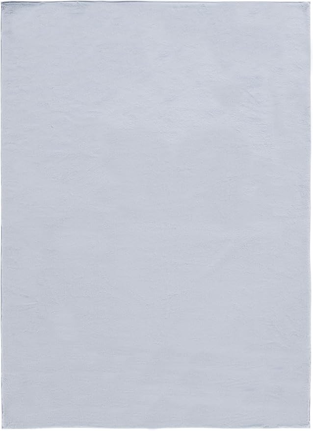 SAFAVIEH Washable Rug Faux Rabbit Fur Shag Collection - 4' x 6', Silver, Slip Resistant & Easy Cleaning, Ideal for Living Room, Bedroom, Nursery, Boys & Girls Kids Playroom, Dining Space (FRF976G)