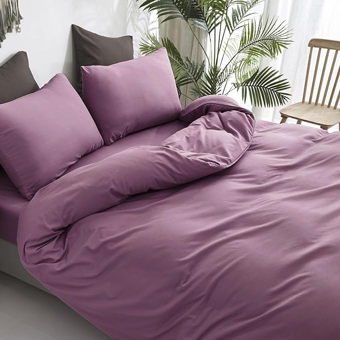 Luxlovery Purple Comforter Set Cal King Pale Mauve Bedding Comforter Set Dusty Purple Modern Elegant Solid Bed Blanket Soft Breathable Lilac Blanket Quilts 3 Piece Bedding Set for Women