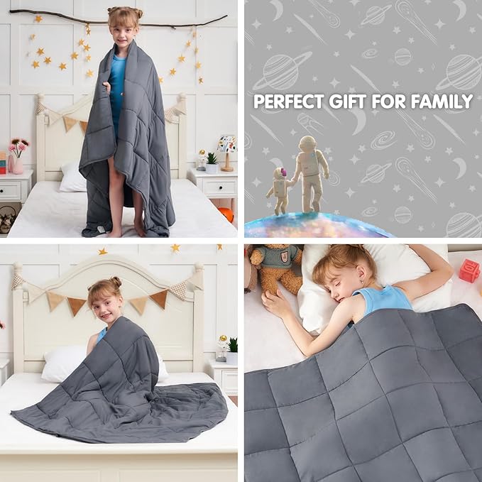 Weighted Blanket Kids 5lbs, 36"x48", Cooling Heavy Throw Blanket for 40-60lbs, Microfiber Soft Thick Big Blankets Weighted Comforter Breathable Gift for Sleeping, Grey