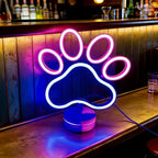 Dog Paw Neon Sign Lamp Dimmable LED with Standable Base and Touchable Switch,USB or 3-AA Battery Powered Neon Signs LED Desktop Wall Decoration for Party, Bedroom ，Birthday Christmas Gift