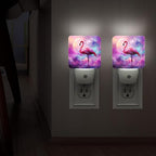 Tropical Bird Night Lights Plug Into Wall, Fantasy Fanciful Moon Clouds Summer Peach Led Night Lights Plug Into Wall Outlet for Living Room Entryway Kitchen Decor 2pcs