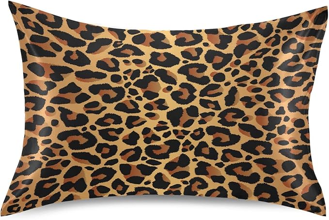 Satin Pillowcase for Hair and Skin, Leopard Print Silk Pillowcase Soft and Cozy Body Pillow Covers, Queen Size Satin Pillow Cases with Envelope Closure(20x30 Inch), 1PC